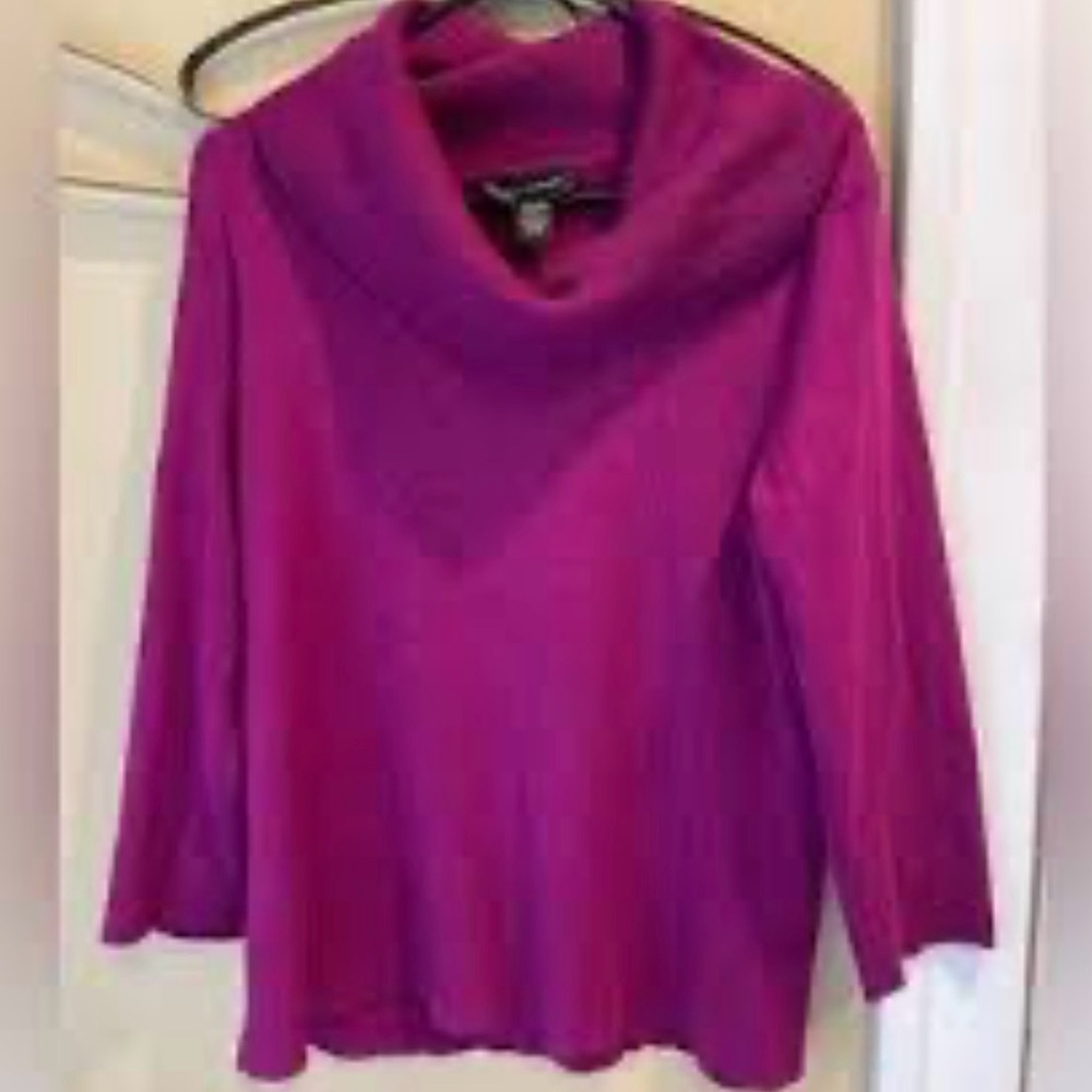 Cable & Gauge Fuchsia Cowl Neck Sweater - Picture 1 of 8